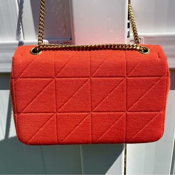 SAINT LAURENT JAMIE MEDIUM BAG IN QUILTED ORANGE JERSEY W/GOLD YSL HARDWARE NEW! - Picture 5 of 16
